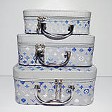 Набір боксів для косметики 3 шт. сірий із принтом, фото 2