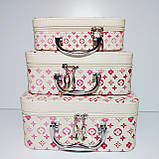 Набір боксів для косметики 3 шт. бежевий, фото 2