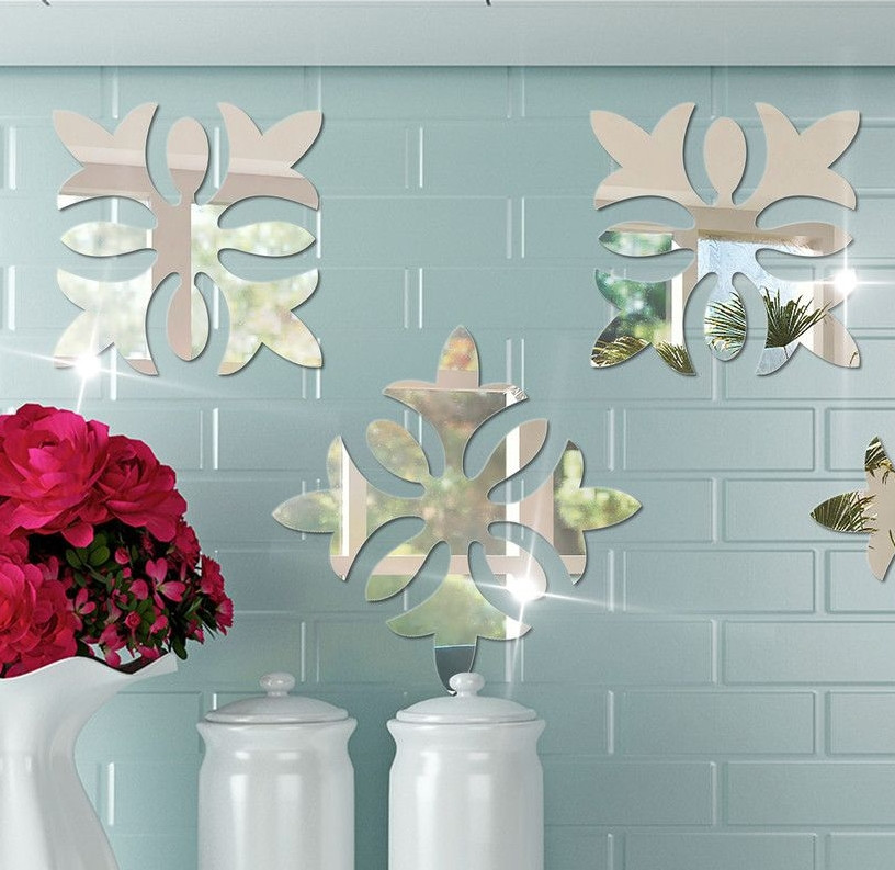 Дзеркальні акрилові наклейки Орнамент срібний 10 см 10 шт набор  Б153-10-1