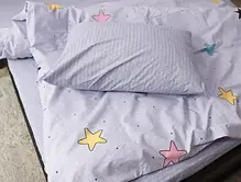 Односпальний комплект дитячої постільної білизни Зірочки 150*220 м'який комбінований із Бязі Gold, Черешенька, фото 5