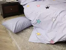Односпальний комплект дитячої постільної білизни Зірочки 150*220 м'який комбінований із Бязі Gold, Черешенька, фото 6
