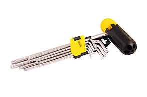 Ключі TORX з держателем набір 9 шт CrV довгі(Т10-Т50 L90-227мм) MASTERTOOL 75-0962