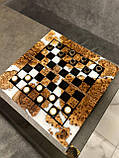 3 в 1 нарди, шахи, шахмати iз натурального дерева та епоксидної смоли, ручна робота 50*50 см, фото 6