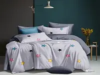 Семейный светлый сиреневый набор хлопкового постельного белья с принтом звездочки из Бязи Gold Черешенка™