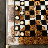 3 в 1 нарди, шахи, шахмати iз натурального дерева та епоксидної смоли, ручна робота 50*50 см, фото 8