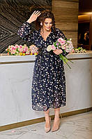 Женское шифоновое платье в цветочный принт батал 48-70 размер