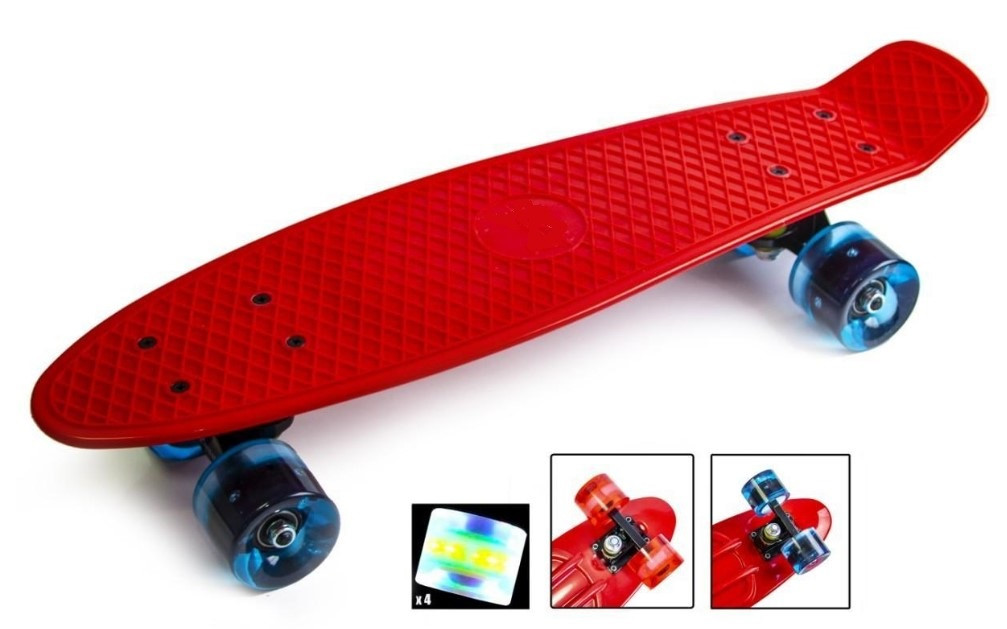 Пенні борд 22" колеса світяться Red