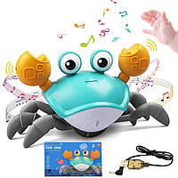 Интерактивная игрушка Краб со звуковыми, световыми эффектами и детектором помех 23х14 см, голубой