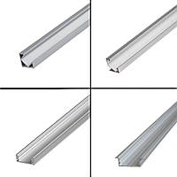 Врізний світлодіодний профіль 1 м ПФ-16 напівматовий розсіювач (комплект)