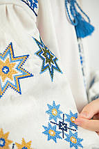 Сорочка з вишивкою зірок для дівчинки від 110 до 164 см біла бавовняна вишиванка хрестиком, фото 2
