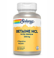 Бетаїн гідрохлорид із Пепсином Solaray Betaine HCL with pepsin 250 mg 180 капсул