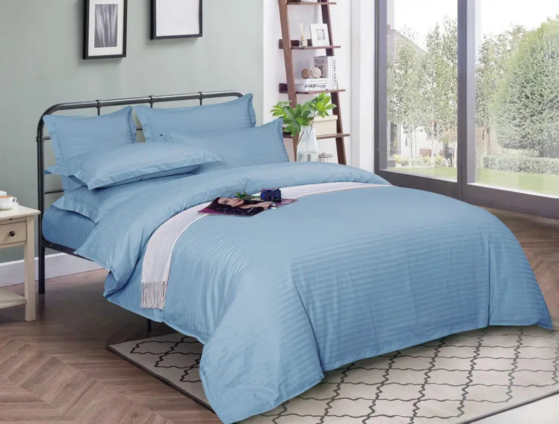 Постільна білизна двоспальна 180х220 "Еліт" кольоровий страйп-сатин люкс (22252) Бавовняна постільна білизна, фото 1