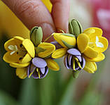 Сережки тюльпани ручної роботи "Весняний контраст". Оригінальний подарунок дівчині, подруги, фото 8