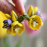 Сережки тюльпани ручної роботи "Весняний контраст". Оригінальний подарунок дівчині, подруги, фото 9