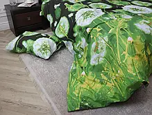 Полуторний комплект постільної білизни з кульбабами 150*220 зеленого кольору, бавовняний із Бязі Gold Черешенька ТМ, фото 6