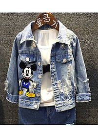 Дитяча джинсівка для хлопчика та дівчинки куртка джинсова з Міккі Маусом блакитна 100 СДКМ-1
