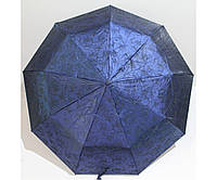 Зонт женский полуавтоматический три сложения 10 спиц шелкография синий