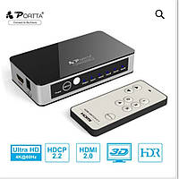 Portta HDMI Premium 4 Port 4X1 Switch/Switcher Version 2.0 4K x 2K @60Hz Full 3D Support HDCP 2.2