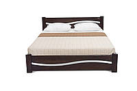 Кровать из массива сосны двуспальная Альва, 140х190, орех темный, брусовые ламели