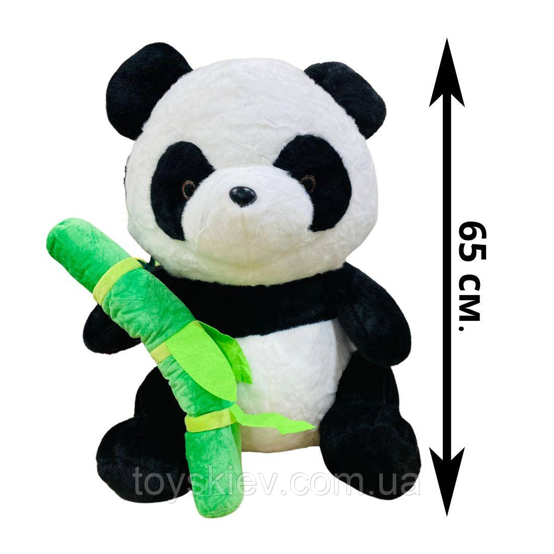 Панда м'яка 65 см із бамбуком, фото 1