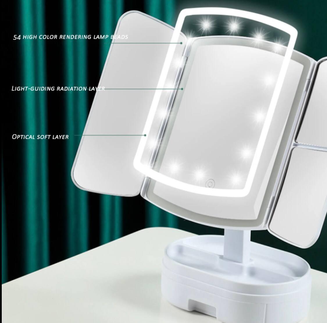 Настольное зеркало с подсветкой от USB на подставке, Косметическое зеркало для макияжа с увеличением - фото 8 - id-p2113721012