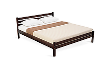 Деревянная односпальная кровать для ребенка Марлин, массив сосны, Орех темный ,80х200