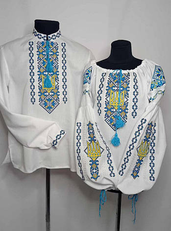 Вишиванки (домоткане полотно біле) "Великий тризуб", фото 3