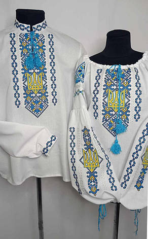 Вишиванки (домоткане полотно біле) "Великий тризуб", фото 1