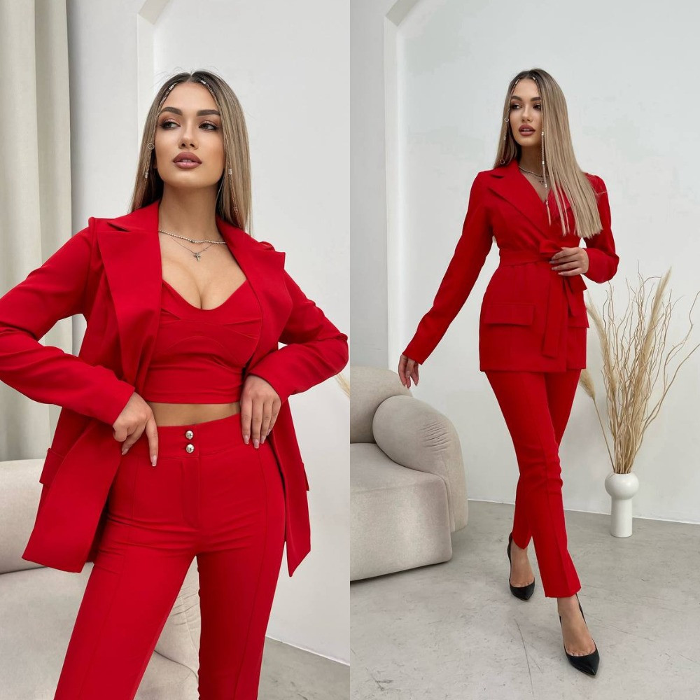 Жіночий брючний костюм-трійка, фото 1