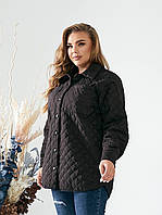 Жіноча весняна куртка стьобана сорока 48-52,54-58, 60-64 чорна беж
