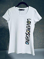 Женская футболка белая/черная Love Moschino жіноча футболка 36 38 40 42 44 46 , белый черный