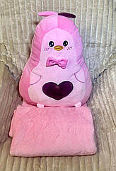М'яка іграшка подушка з пледом 120*160 см Рожева