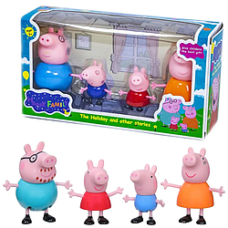 Ігровий набір блістер Сім'я Свинки Пеппа (мама, тато, дочка, син) / Іграшка для дітей Свинка Пеппа та її сім'я