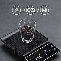 Ваги для кави з таймером Black Mirror Coffee Scale, Чорні