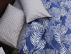 Сучасний комплект односпальної постільної білизни з тропічним листям пальми 150*220 компаньйони з Бязі Gold Черешенька ТМ, фото 4