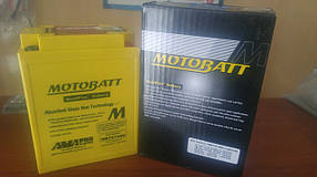 Акумулятор для мотоцикла гелевий MOTOBATT AGM 16Ah 210A розмір 135 x 90 x 168 мм з проставкою MBTX14AU