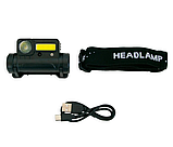 Налобний ліхтар "Multifunctional Headlamp" XPE+COB / Type-C USB / Чорний, фото 5