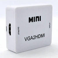 Конвертер для передачи видео и аудио сигнала / Mini VGA2HDMI / HD video Converter / Білий