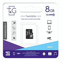 Картка пам'яті "T&G" Micro SDHC 8 гб 10 Class  / Чорний