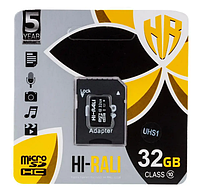 Карта памяти "Hi-Rali" microSDHC 32 гб +АДАПТЕР / 10 Class / Черный