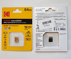 Картка пам'яті Kodak 64GB microSDXC UHS-I 10 Class / Чорний