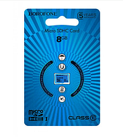 Карта памяти Borofone microSDHC 8 гб  / 10 Class / Cиний