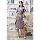 Літня сукня прямого крою темно-сіра з квітами вільна сукня жіноча з коротким рукавом сукня з поясом 40-42 розмір, фото 3