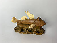 Авторская статуэтка фигурка "Рыба илистый прыгун" из дерева и кости