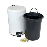 Бак для сміття в туалет з педаллю 12Л ELIT, нержавіюча сталь, білий VINKS, фото 2