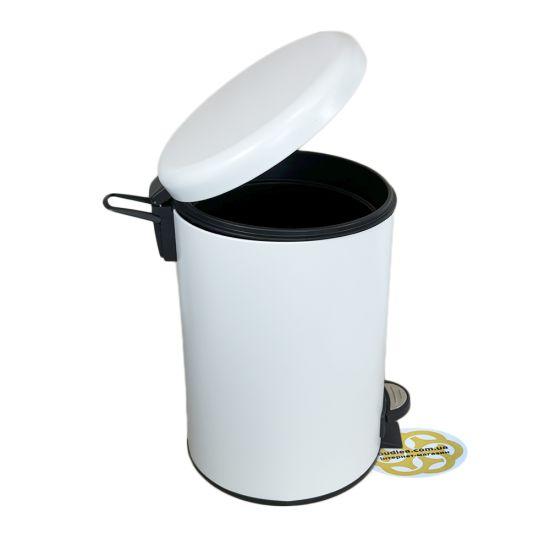 Бак для сміття в туалет з педаллю 12Л ELIT, нержавіюча сталь, білий VINKS, фото 1