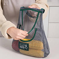 Сітчаста сумка-органайзер для овочів, фруктів підвісна на 2 відділення 45*12 см