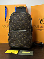 Мужская черная сумка через плечо Louis Vuitton нагрудная барсетка слинг Луи Виттон