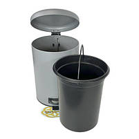 Надійне відро для відходів з педаллю 12Л ELIT, нержавіюча сталь, сірий VINKS, фото 2