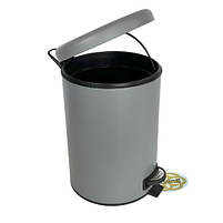 Надійне відро для відходів з педаллю 12Л ELIT, нержавіюча сталь, сірий VINKS, фото 4